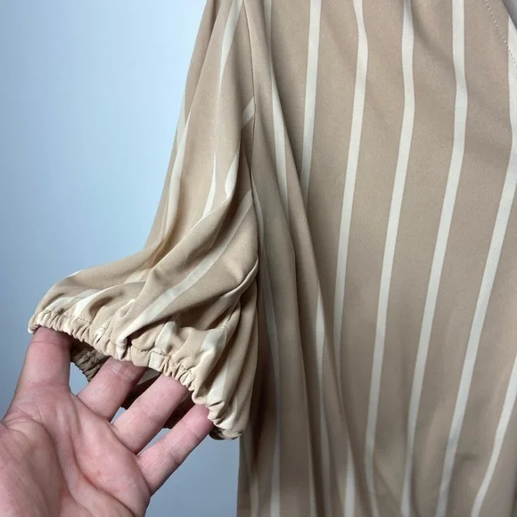 Worthington Cream Tan Wrap Blouse 3/4 Sleeve - Picture 2 of 7